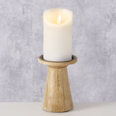 Hectarul - Suport de lumanare Ø10 cm maro din lemn de mango Merla Boltze